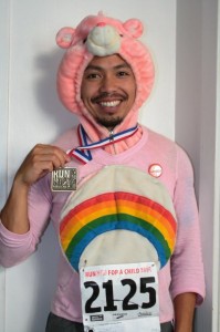markhermanomustachepic Mark's costume for the "Run Wild For a Child" 5K race, which raised money and collected toys for kids during Christmas. You could dress up as a toy and run the race to win prizes.